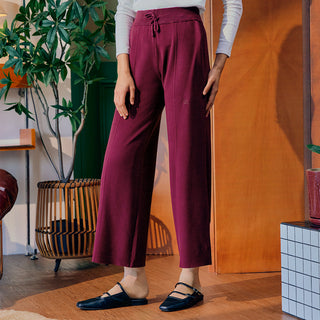 Knitted Pants - Burgundy