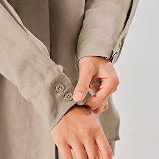 Linen Back Pleat Shirt - Khaki
