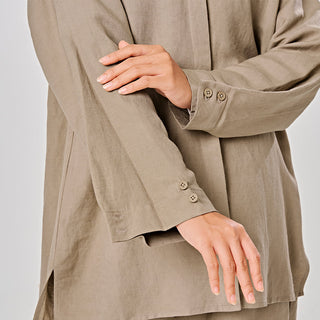 Linen Back Pleat Shirt - Khaki