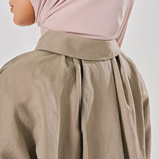 Linen Back Pleat Shirt - Khaki