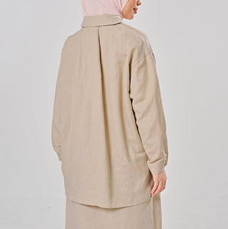 Linen Back Pleat Shirt - Oat