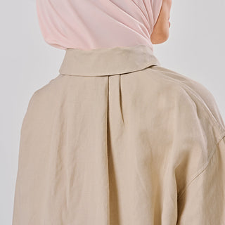 Linen Back Pleat Shirt - Oat