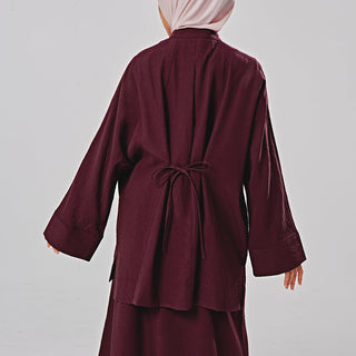 Linen Oversized Shirt - Burgundy