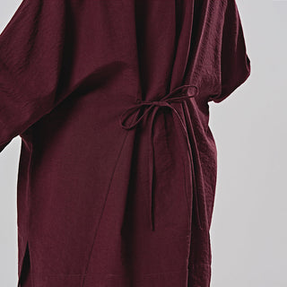 Linen Oversized Shirt - Burgundy
