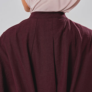 Linen Oversized Shirt - Burgundy