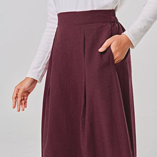 Linen Skirt - Burgundy