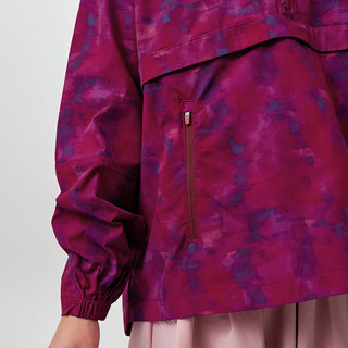 Printed Half Zip Parka - Abstract Berry