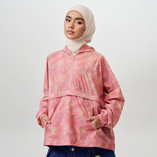 Printed Half Zip Parka - Abstract Blush
