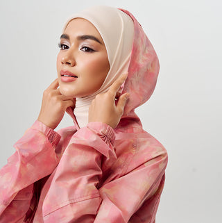 Printed Half Zip Parka - Abstract Blush