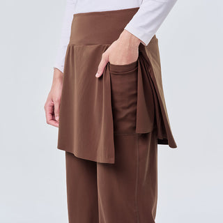 Dark brown TudungPeople active skirt pants, comfortable athletic apparel with a sleek design for sports or casual wear.