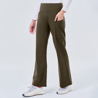 Army green straight active pants by TudungPeople, casual athletic apparel with a comfortable fit and sleek design.