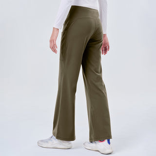 Army green straight active pants from TudungPeople, made for comfortable athletic and casual wear.