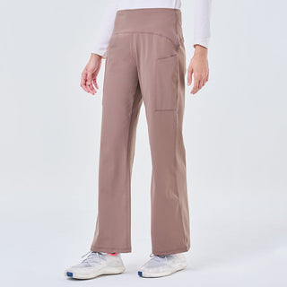 Brown Straight Active Pants by TudungPeople, showcasing a comfortable, fitted design for activewear and casual wear.