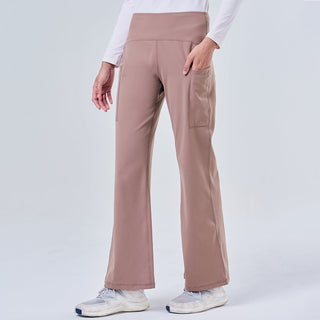 Brown TudungPeople straight active pants for women, featuring a comfortable fit and sleek design, perfect for activewear.