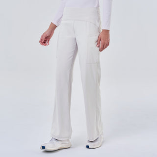 Light silver straight active pants by TudungPeople, showcasing a comfortable, fitted apparel design for active wear.