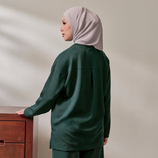 Back Pleated Sweatshirt - Forest - Apparel - TudungPeople