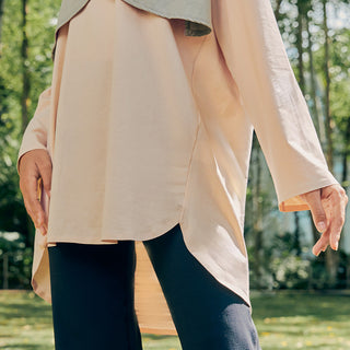 Athleisure : Back Pleated Top - Almond